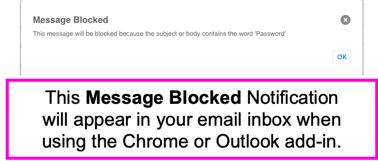 Message blocked notification in e-mail platform