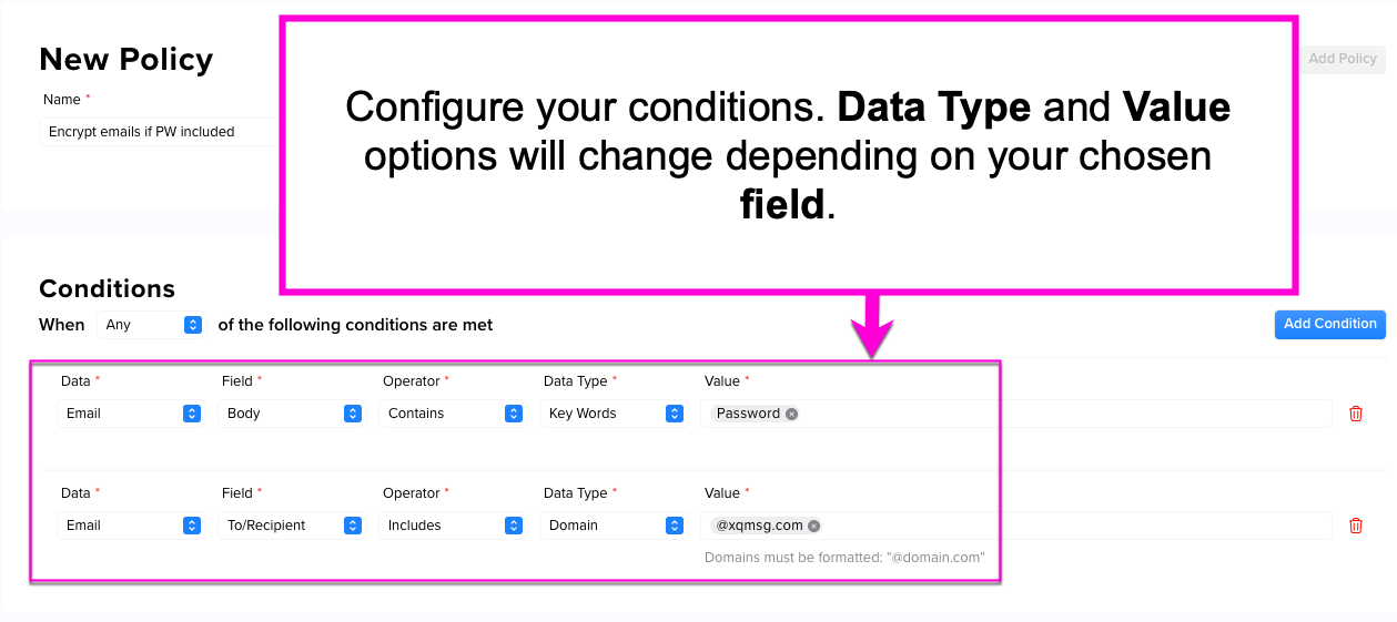 Add conditions step